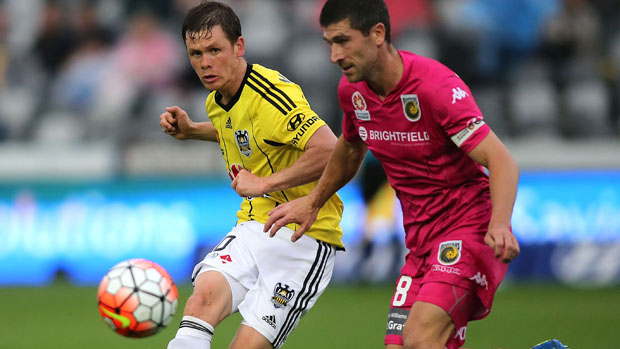 Michael McGlinchey on the ball during Phoenix's 1-1 draw with Central Coast Mariners.