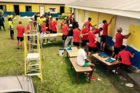 Wanderers paint Mele Maat Primary School in Vanuatu